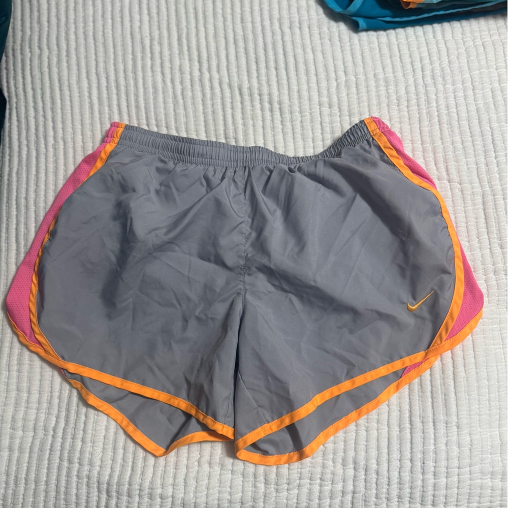 Nike Kids Gray and Pink, Orange Trim Shorts (girls youth large)